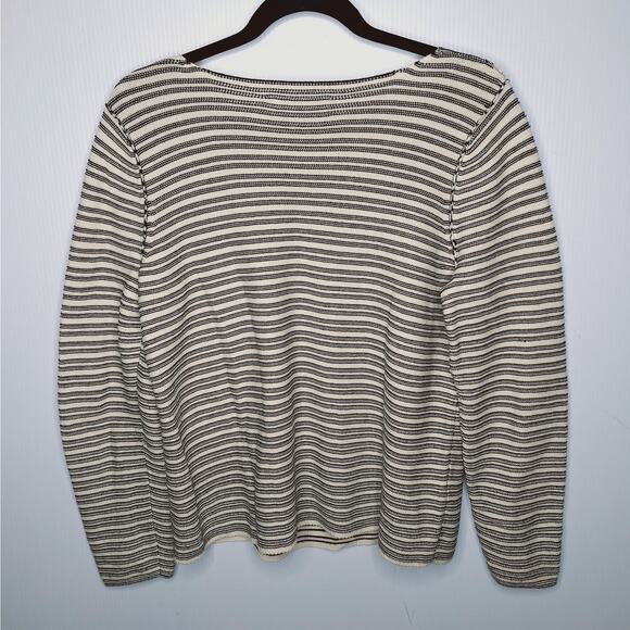 Indigenous Organic Cotton Sweater Striped Small Hand Loomed Peru Fisherman - Picture 8 of 9